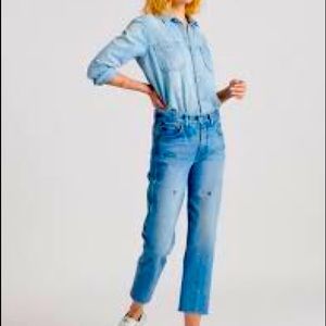 Lucky Sienna Slim crop Jean w/floral embroidery